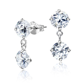 Double Stones CZ Earring Silver ECS-12